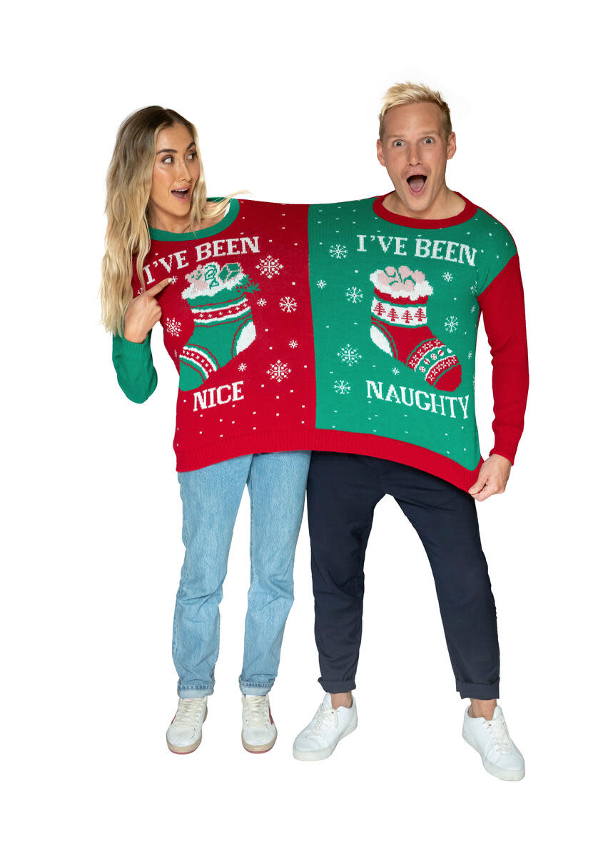 Jamie Laing and Sophie Habboo have joined a host of famous faces to celebrate Save the Children’s Christmas Jumper Day (Save the Children/Jeff Moore/PA)