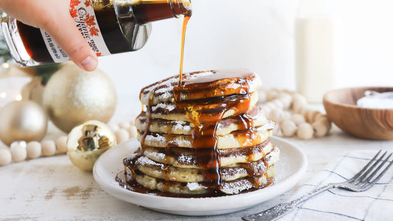 Plate of cinnamon bun pancakes