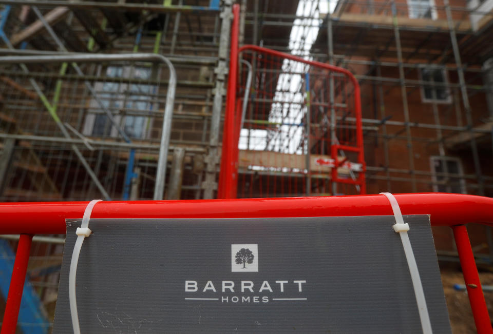 A Barratt homes sign is seen at a Barratt housing development near Haywards Heath, Britain, February 20, 2020. REUTERS/Peter Nicholls