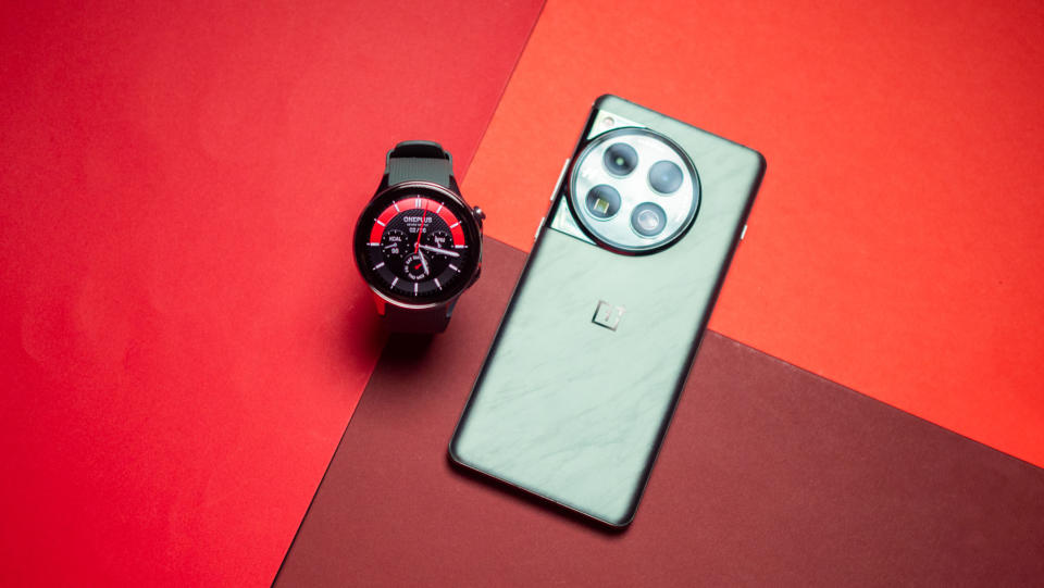 OnePlus Watch 2 next to OnePlus 12