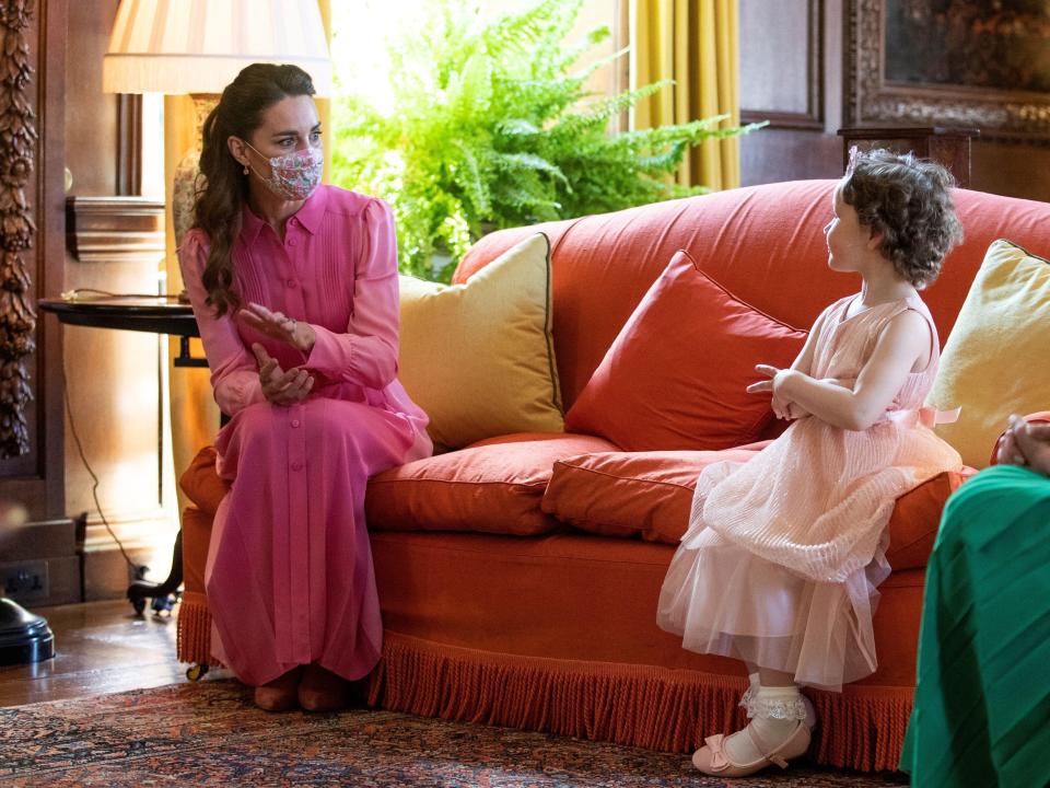 The Duchess of Cambridge meeting five year-old Mila Sneddon in 2021.