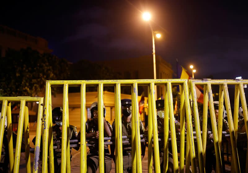 Anti-government demonstrators protest near Presidential secretariat in Colombo