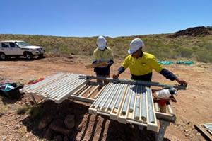 Novo geologists logging diamond core at the NRV06 Prospect.