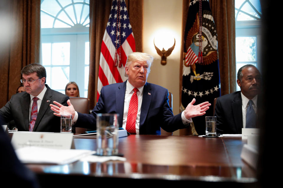 President Donald Trump hosts a Cabinet meeting at the White House on Tuesday. (Photo: Tom Brenner / Reuters)