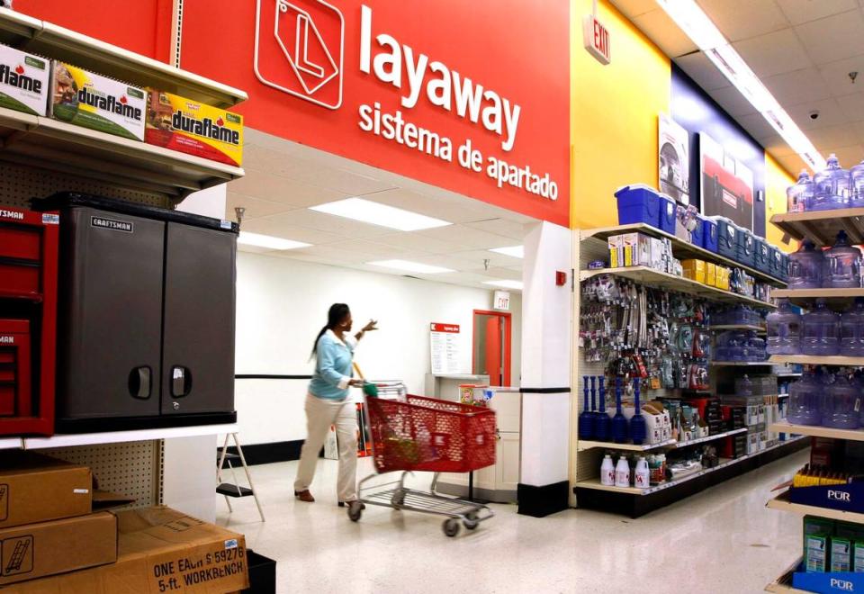 In 2008, a customer drops some items off at the layaway department at the Kmart in Hollywood,