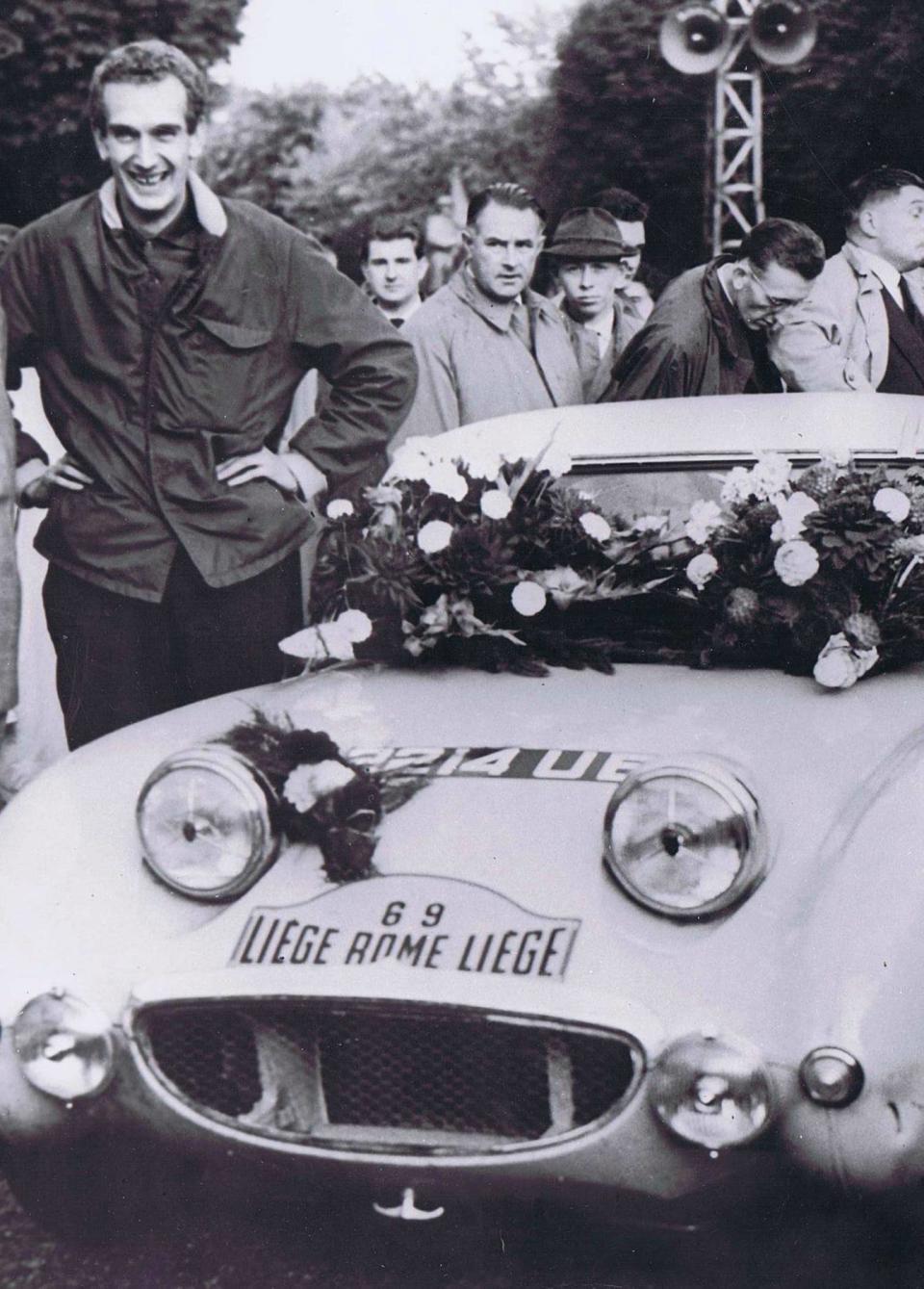 At the Liege-Rome-Liege event in 1960 (Healey Museum archive)