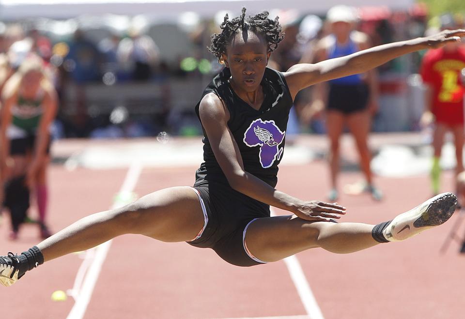Africentric's Ashtan Winfrey won the girls long jump in the Division III state meet June 3 at Jesse Owens Memorial Stadium.