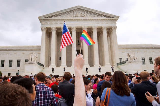 Un rassemblement devant la Cour suprême, le 26 juin 2015, après la légalisation du mariage pour tous.