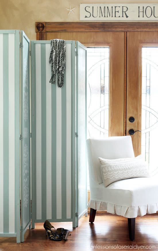 DIY Striped Folding Screen