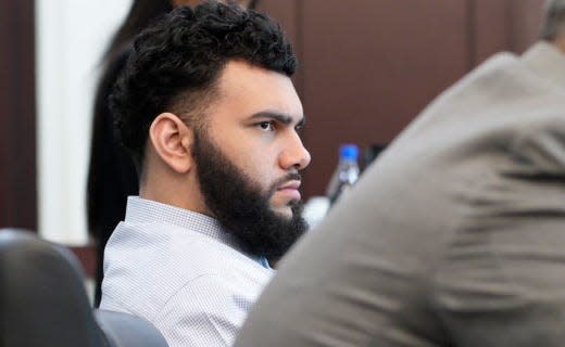 Demontrey Logsdon sits by his lawyers at the Justice A. A. Birch Building in Nashville, Tenn., Monday, Feb. 5, 2024.