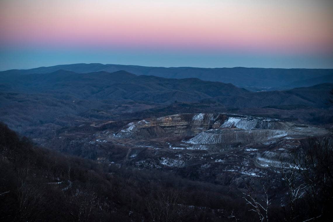 Reclamation work is scheduled for a former mine in Virginia that is visible from Black Mountain, the highest point in Kentucky, in Harlan County, seen here on Friday, January 27, 2023