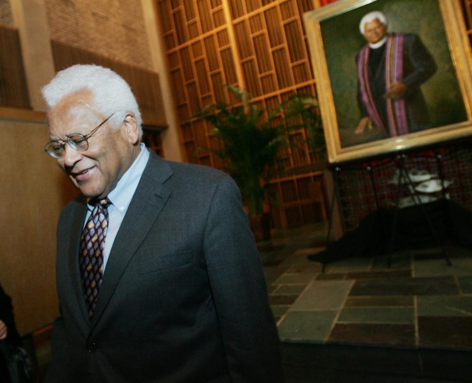 The Rev. James Lawson is moved during the unveiling of his portrait in the Benton Chapel on the campus of Vanderbilt University on November 13, 2008.