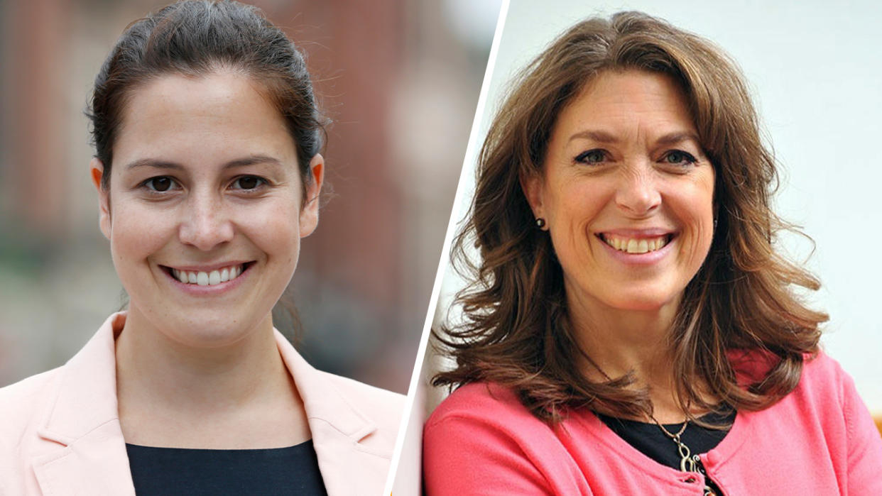 Then Rep-elect Elise Stefanik in 2014 and challenger Tedra Cobb. (Photos: Mike Groll/AP)