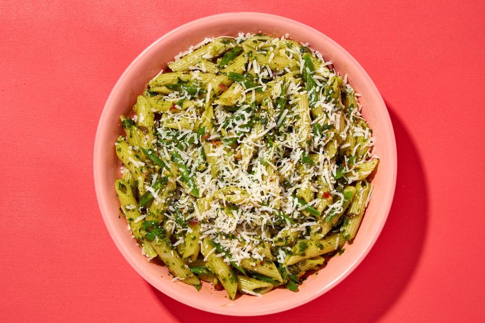 This version includes green beans, pesto, and lots of Parm. Which way will you go?