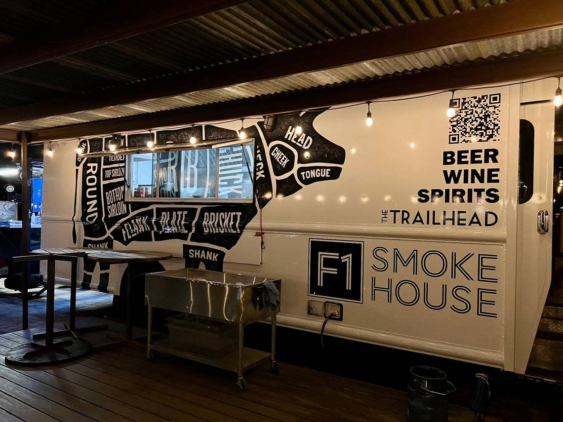 F1 Smokehouse is a barbecue trailer on the Clear Fork near Press Cafe.