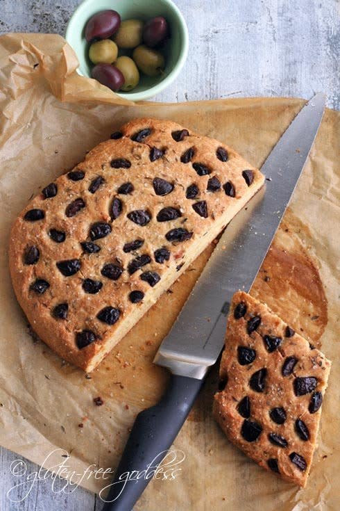 Get the&nbsp;<a href="https://glutenfreegoddess.blogspot.com/2011/06/gluten-free-whole-grain-olive-bread.html" target="_blank">Gluten-Free Whole Grain Rustic Olive Bread recipe </a>on&nbsp;the&nbsp;Gluten-Free Goddess.&nbsp;