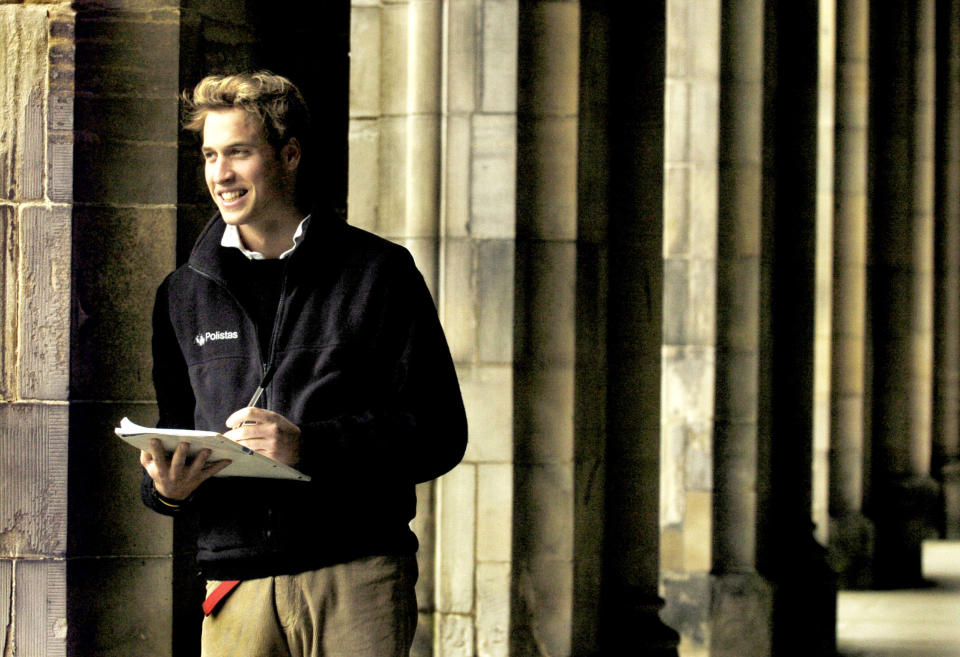 <p>William in St Salvator's Quad in November 2004, at St Andrews University during his last year as a student. (PA)</p> 