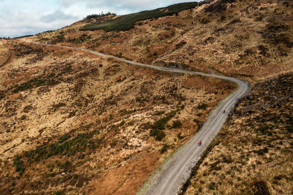 Gravel riders on a trail in Scotland