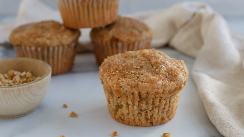 maple walnut muffin close-up