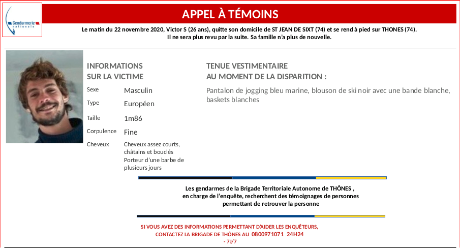 L'appel à témoins (crédits Gendarmerie de la Haute-Savoie)