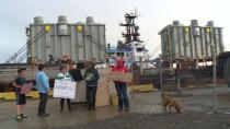 Small protest begins as Muskrat Falls-bound transformers arrive in Cartwright