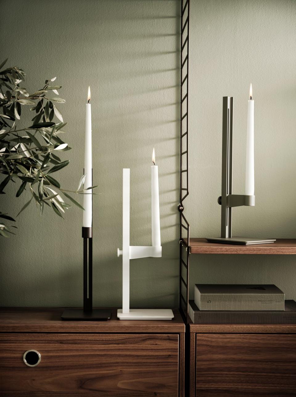 String’s Museum candle holder comes in chocolate brown, olive green, and bright white (Supplied)