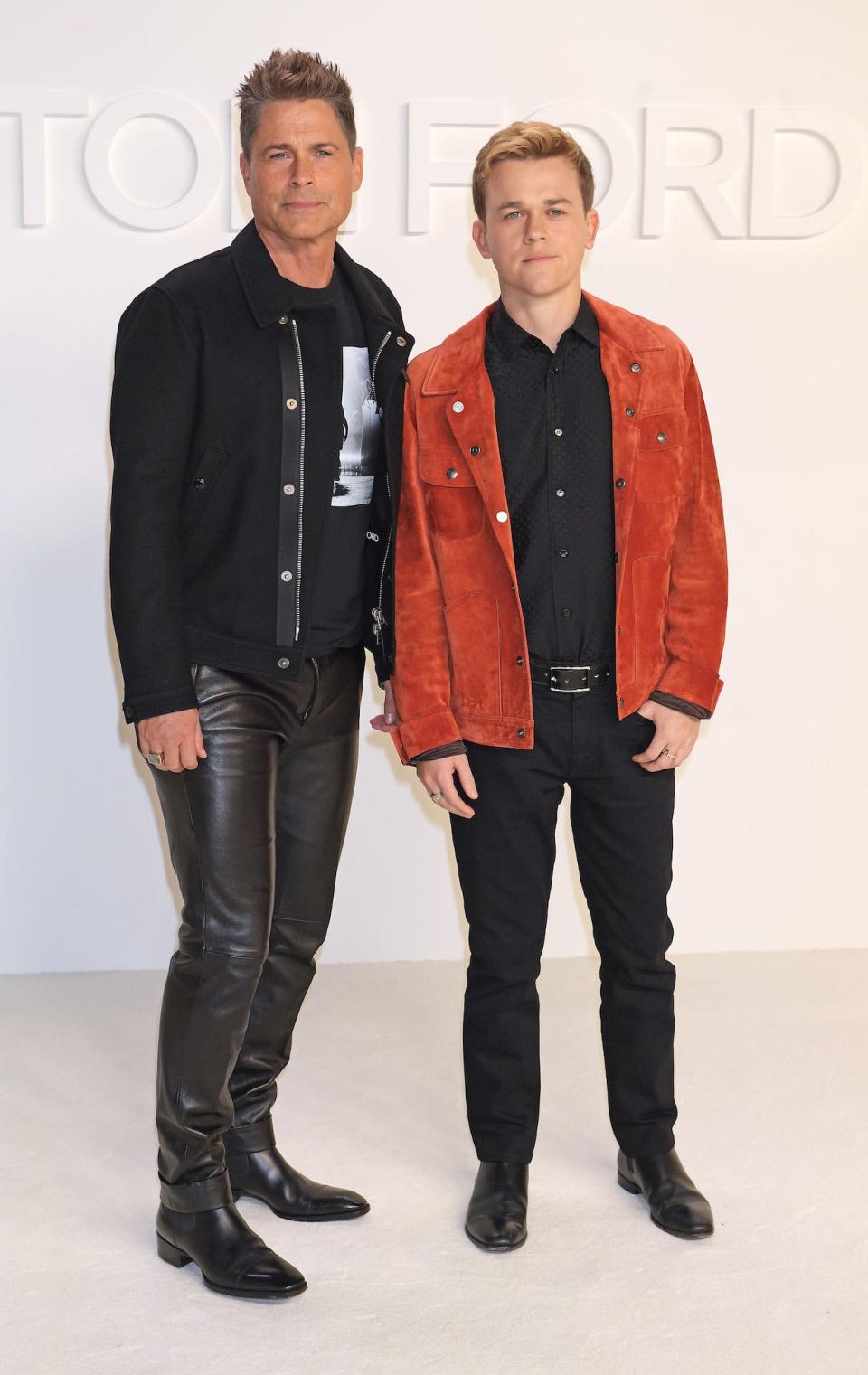 Robe Lowe and John Owen Lowe at a Tom Ford show on February 7, 2020.