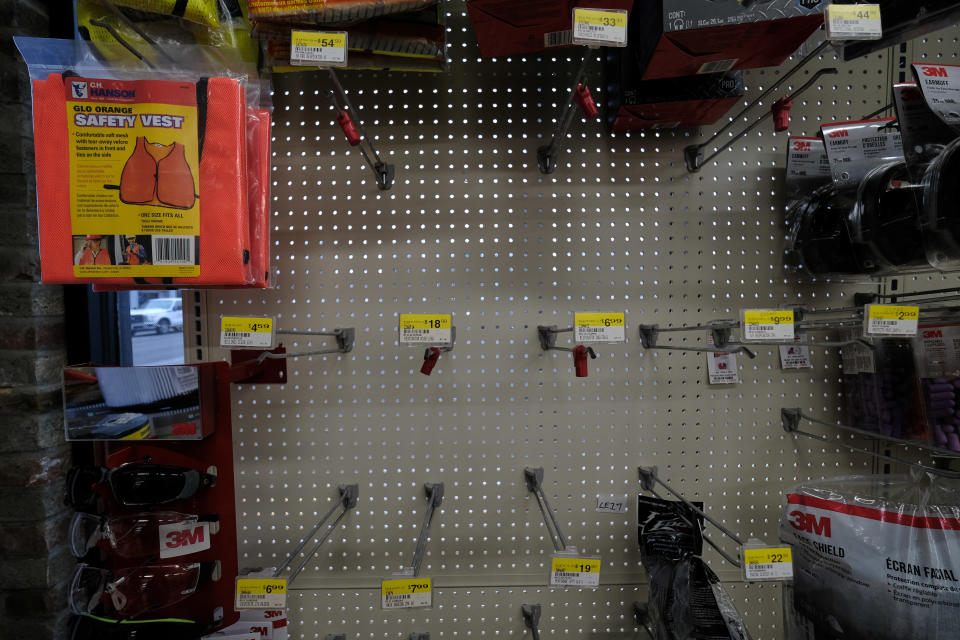 All masks sold out at this Ace Hardware in Portland, Ore., on March 2, 2020. There are currently three presumptive cases of the novel coronavirus (COVID-19) in the state, and people have been buying up supplies across the city. (Photo by Alex Milan Tracy/Sipa USA)