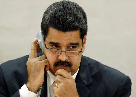 Venezuela's President Nicolas Maduro attends the United Nations Human Rights Council during a special session in Geneva, Switzerland November 12, 2015. REUTERS/Denis Balibouse