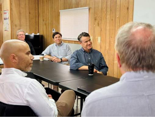 U.S. Sen. Todd Young meets with Liberation Labs workers in Richmond as part of his "Made in Indiana" tour, Monday, March 4, 2024.