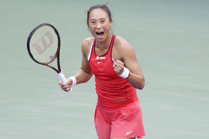 Zheng Qinwen (pictured) of China beat Dayana Yastremska of Ukraine in straight sets in a 2024 Australian Open semifinal Thursday in Melbourne. Photo by John Angelillo/UPI