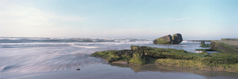 The remains of a German defense bunker along a section of what was known as 'Gold Beach' that would have been used during the June 6, 1944 D-Day landings, on April 30, 2019 in Ver-sur-Mer, on the Normandy coast, France. (Photo: Dan Kitwood/Getty Images)