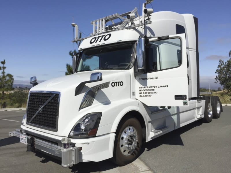 FILE PHOTO --  An Autonomous trucking start-up Otto vehicle is shown during an announcing event in Concord, California, U.S. August 4, 2016.   REUTERS/Alexandria Sage/File Photo