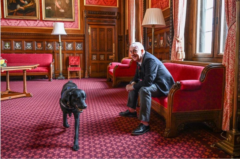 Commons Speaker Sir Lindsay Hoyle with Dexter in Parliament (JESSICA TAYLOR/ UK PARLIAMENT)