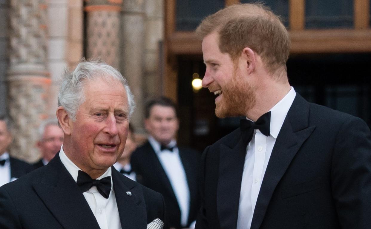 The Duke of Sussex with Charles, then the Prince of Wales, in 2019 - Samir Hussein