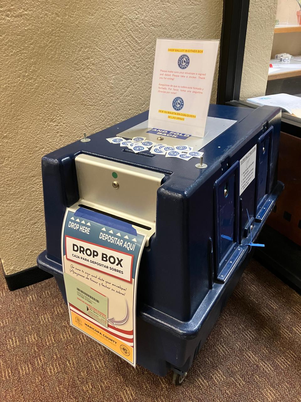 A ballot drop box in Scottsdale City Hall on Nov. 2, 2022.
