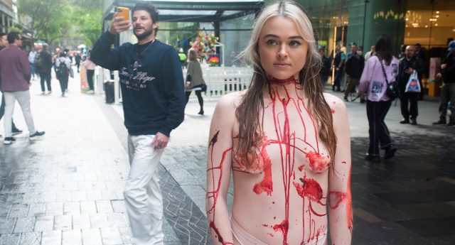 Vegans shock Sydney with gruesome stunt: 'Oh my god