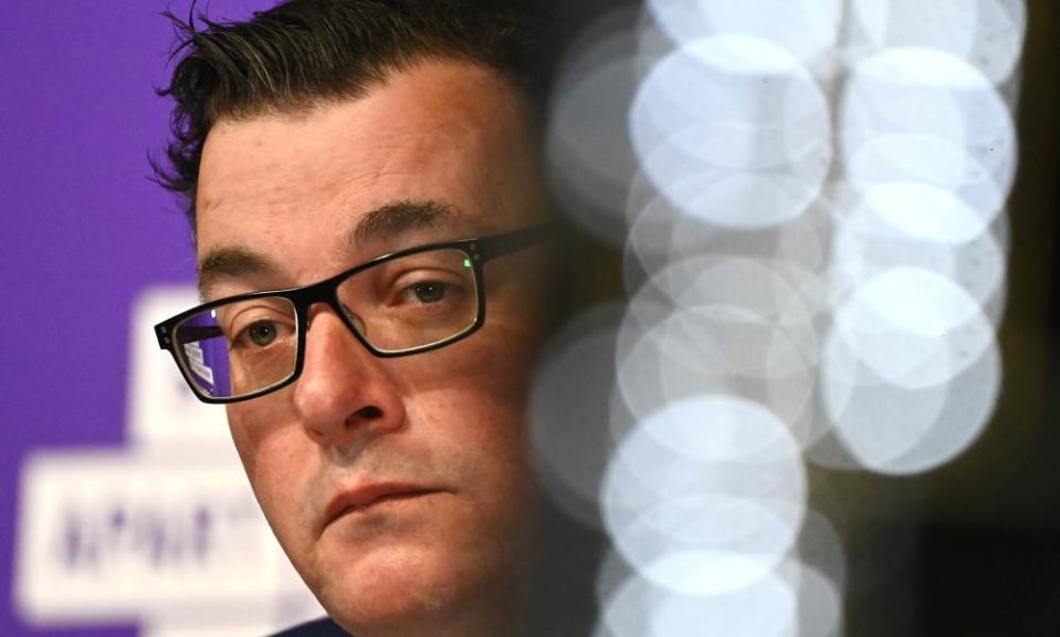 Daniel Andrews faces the media on Tuesday