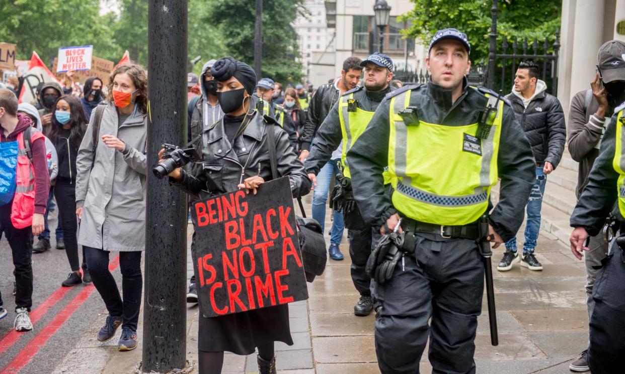 <span>A Black Lives Matter protest in London in June 2020 after the killing by US police of George Floyd. </span><span>Photograph: RMV/Rex/Shutterstock</span>