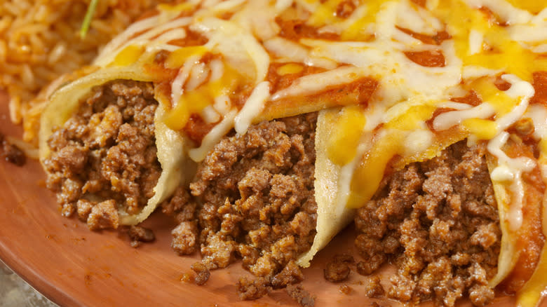 Beef enchiladas with ground meat