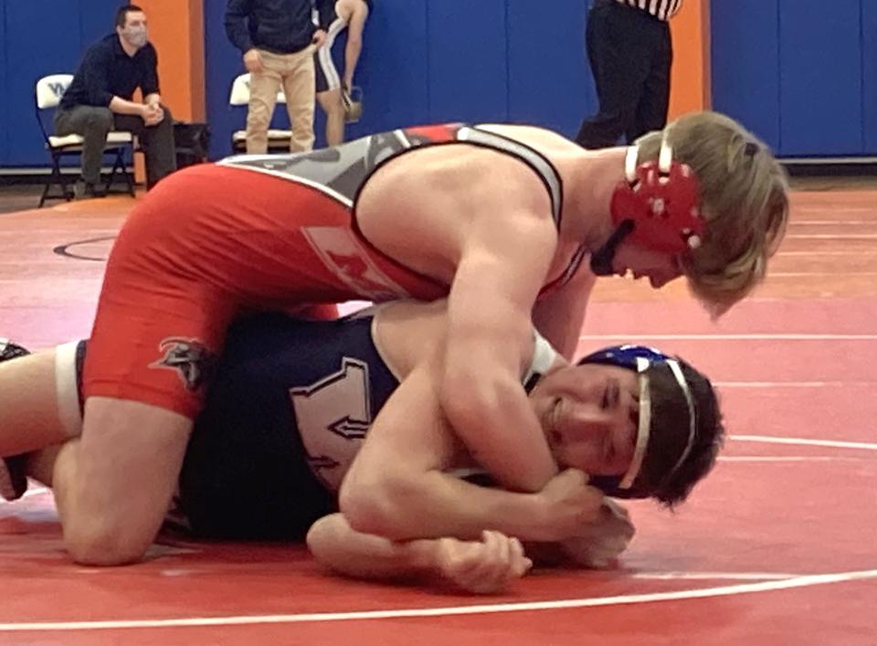 General McLane's Magnus Lloyd (top) seeks to repeat as the 172-pound champion of District 10's Class 3A wrestling tournament. The competition will take place Thursday at Meadville. The top three wrestlers in each weight class will advance to next week's Northwest Region 3A tournament at Altoona.