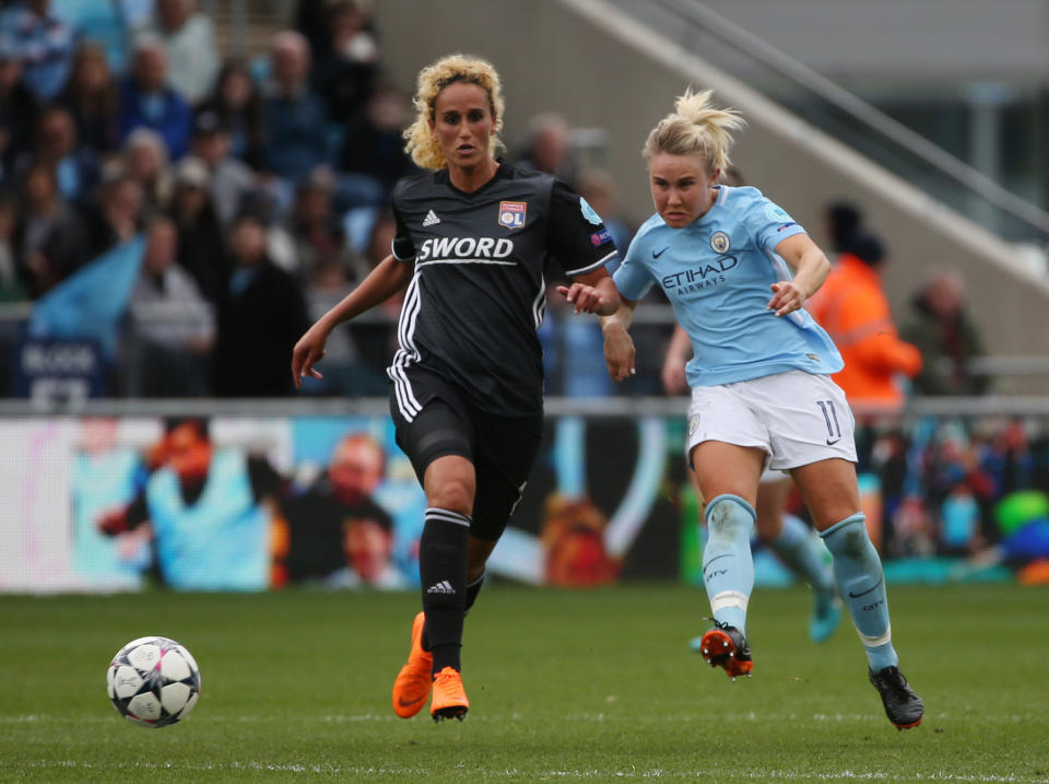Manchester City's Izzy Christiasen in action: Getty