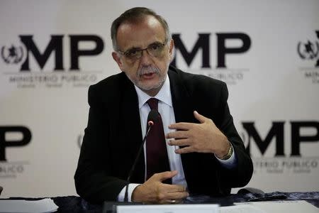 Commissioner of the International Commission Against Impunity in Guatemala (CICIG) Ivan Velasquez gestures during a news conference in Guatemala City, Guatemala, August 24, 2017. REUTERS/Luis Echeverria