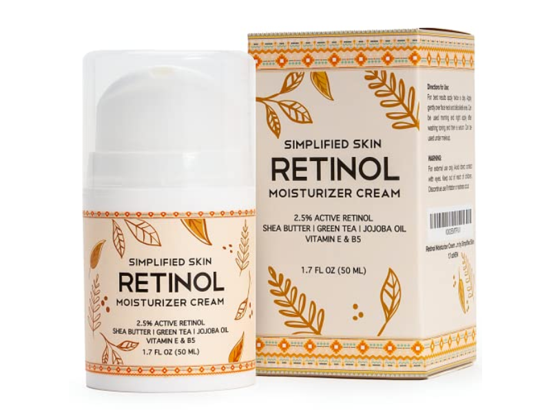 Crema hidratante facial de Simplified Skin con retinol al 2,5 %. (Foto: Amazon)