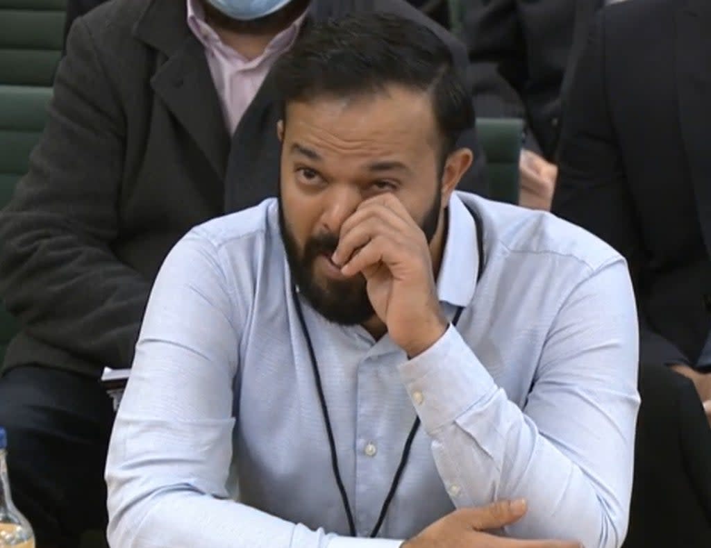 Azeem Rafiq gave evidence at the inquiry into racism at the Digital, Culture, Media and Sport committee (PA Media)