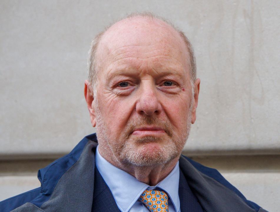 Former sub postmaster Alan Bates, a victim of the Post Office scandal, speaks to the press as he leaves the Post Office Horizon IT Inquiry in London.