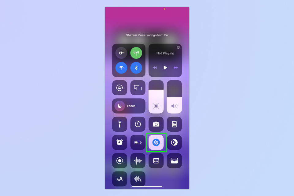 A screenshot showing how to use music recognition on iPhone