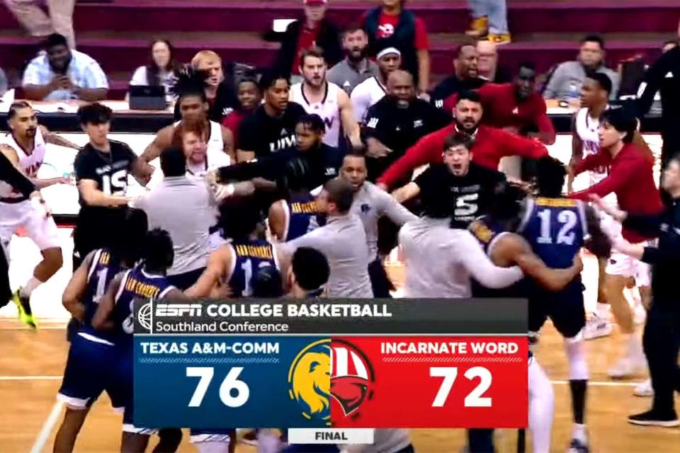 Fight between Texas A&M Commerce and Incarnate Word