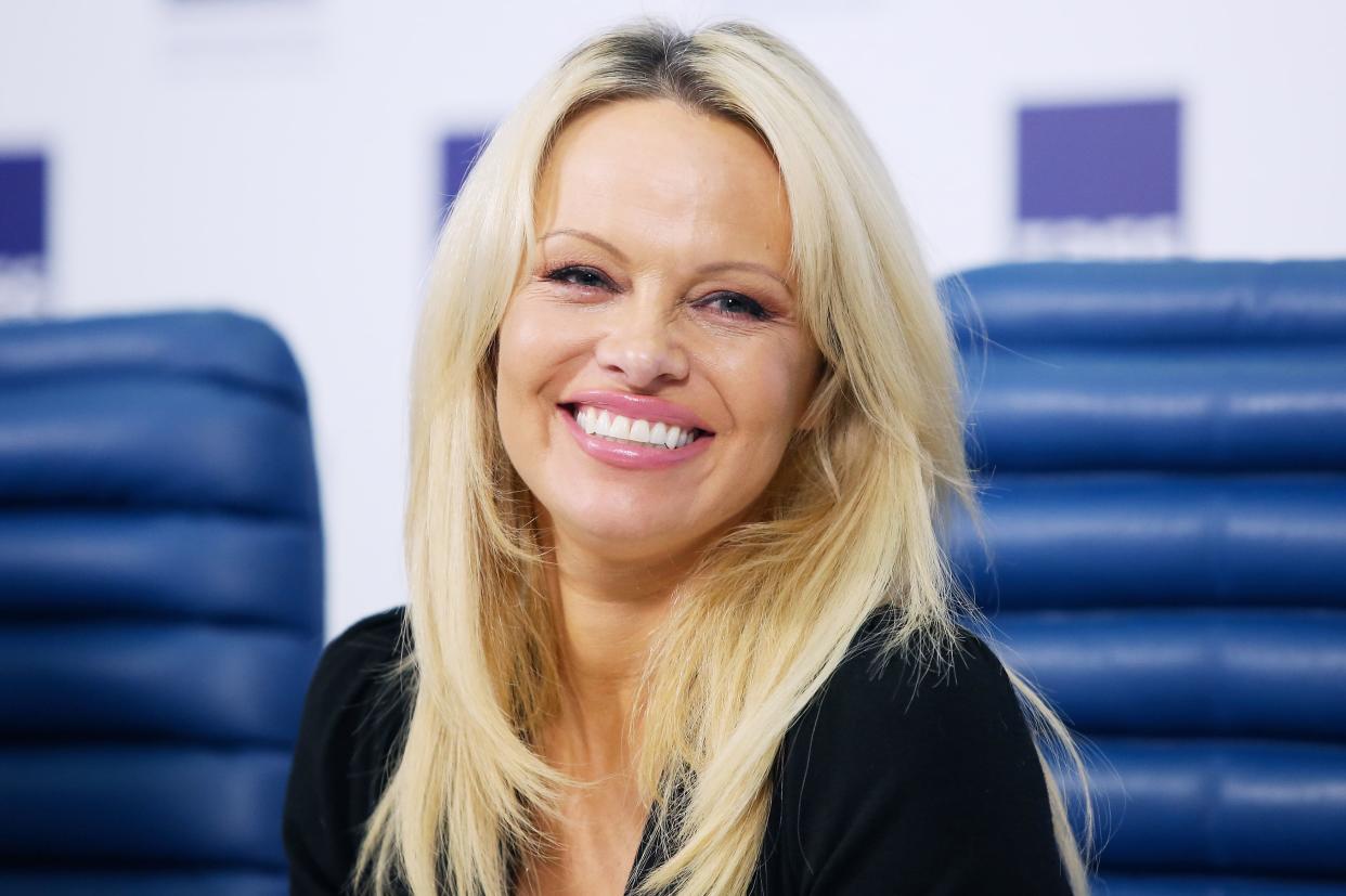 Pamela Anderson Gives Animal Rights Press Conference In Moscow