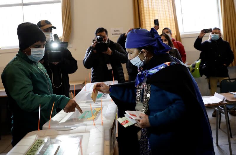 Chileans vote for governors, mayors, councillors and constitutional assembly members to draft a new constitution, in Temuco